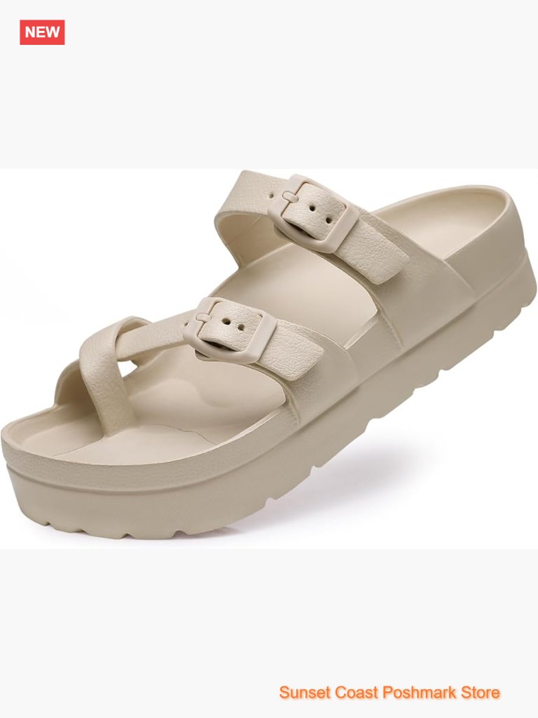 Platform Sandals Arch Support Adjustable Buckle Slides